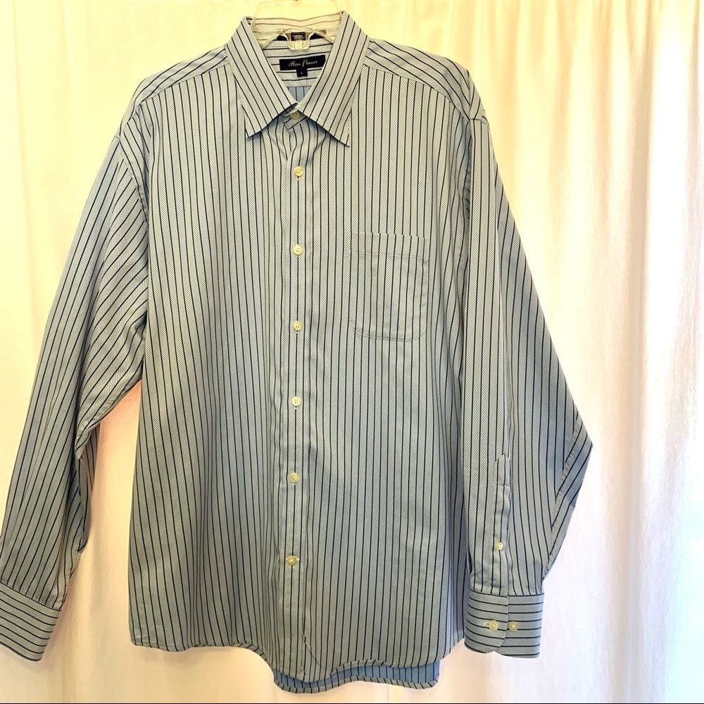 Alan Flusser Blue Stripe Button Down Shirt Size‎ L
